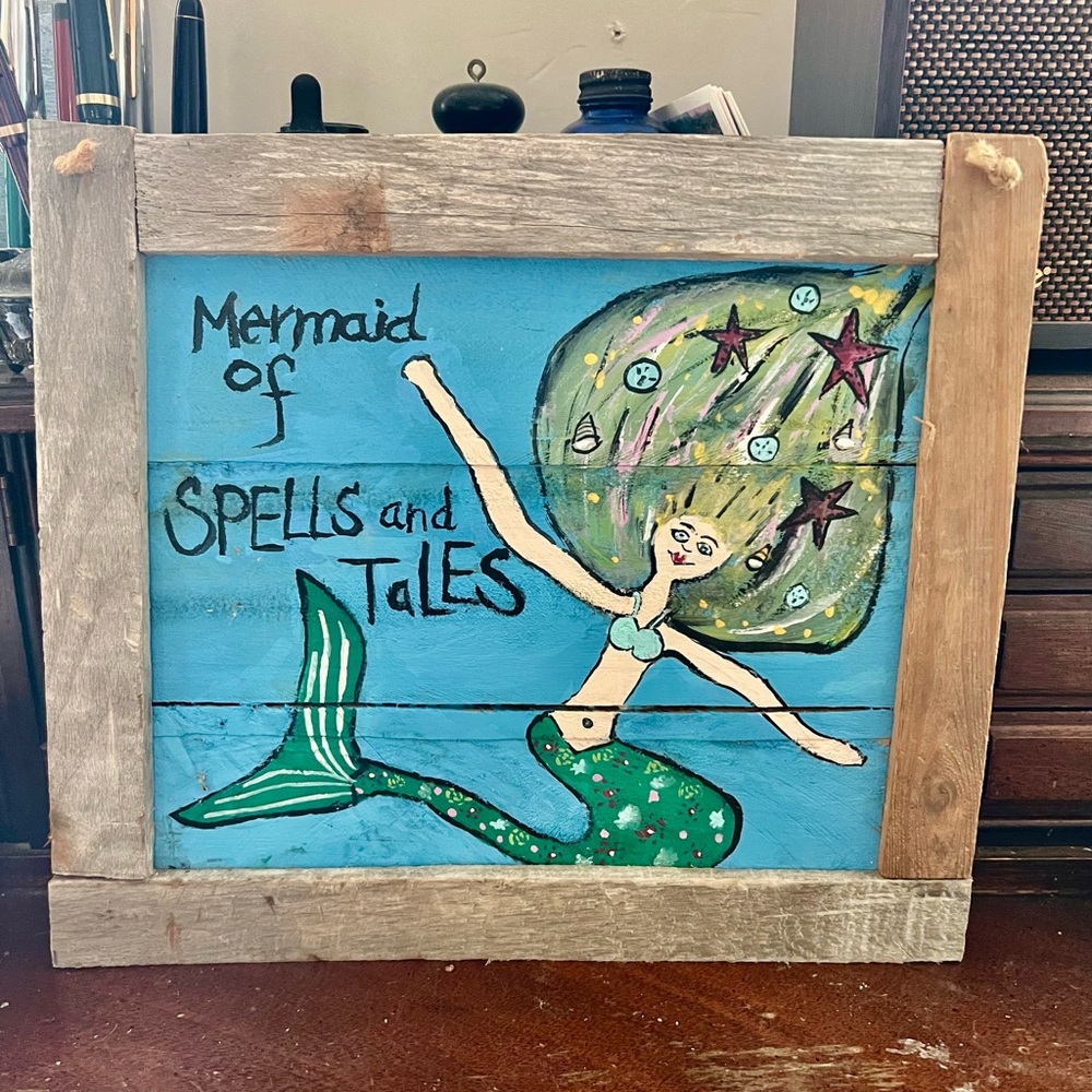 Mermaid of Spells and Tales Wooden painting